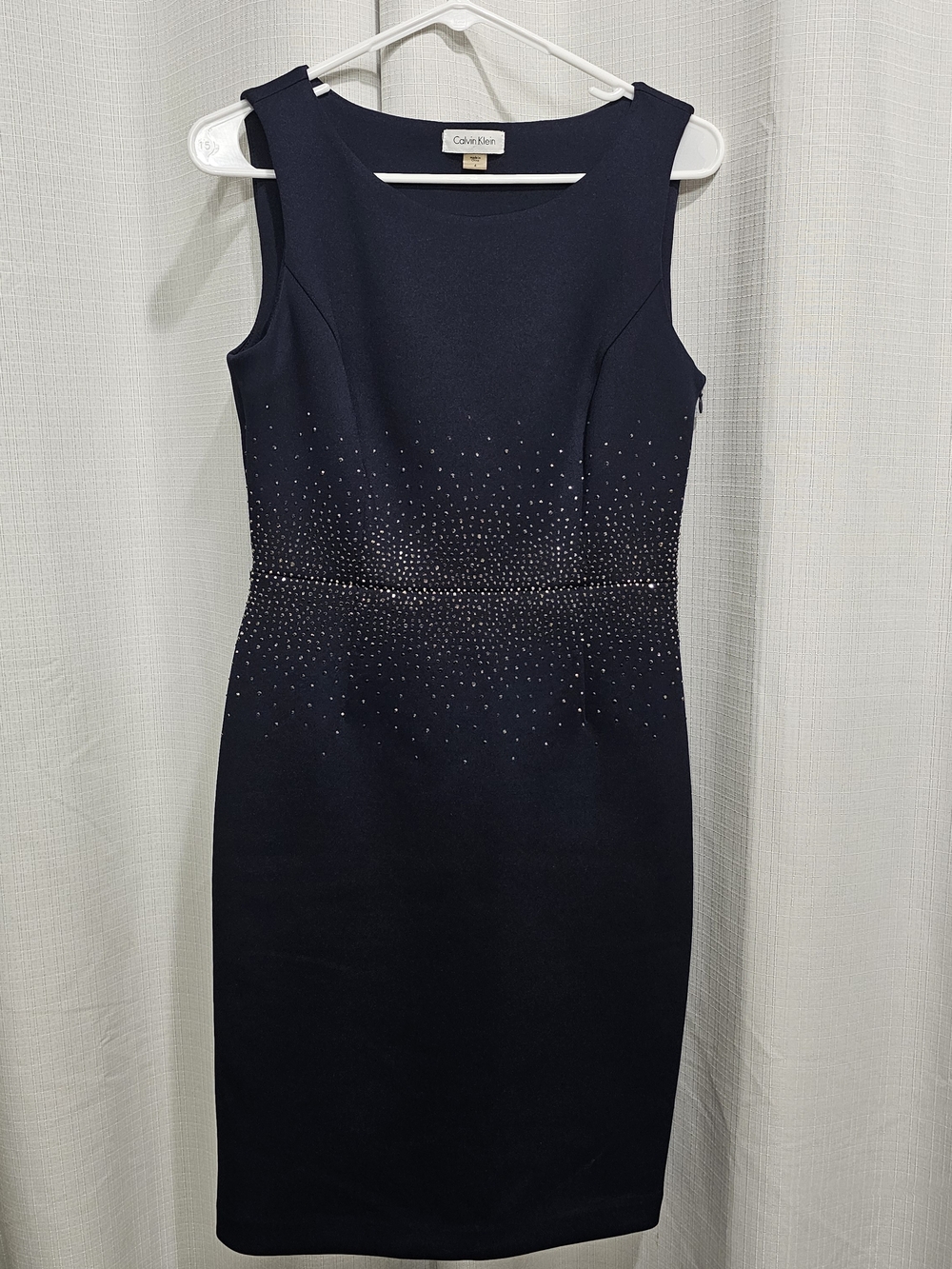 Calvin Klein - Rhinestone Sheath Dress - Navy Blue - Women’s Size 4 - Cocktail